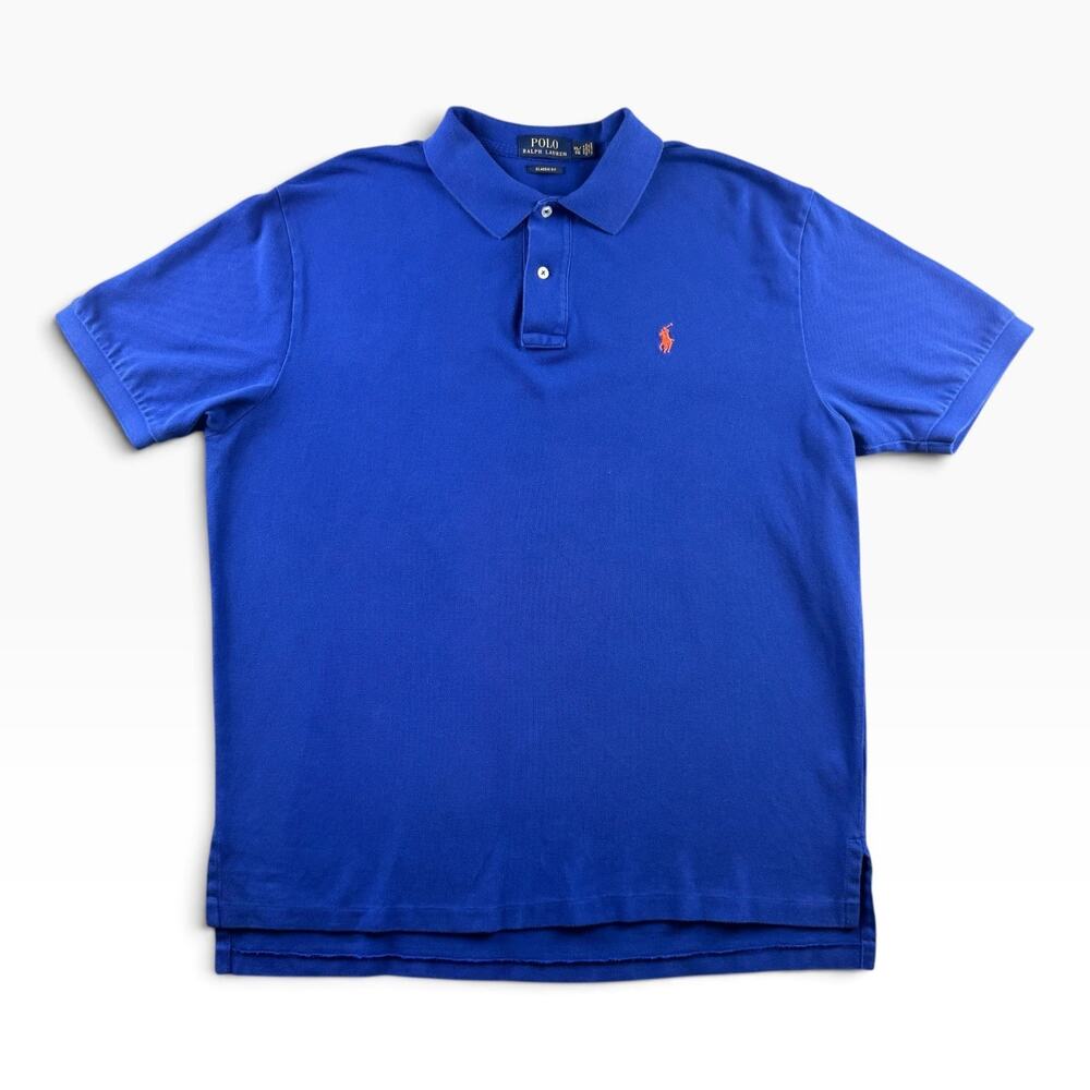 Polo Ralph Lauren Mens XL Polo Shirt Classic Fit Blue Orange Short Sleeve Preppy